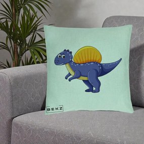 Perna Decorativa Spinozaur Kawaii, 40x40 cm, Verde Menta, Husa Detasabila, Perna Inclusa, BEKZ®