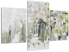 Tablou - Flori albe, vintage (90x60 cm)