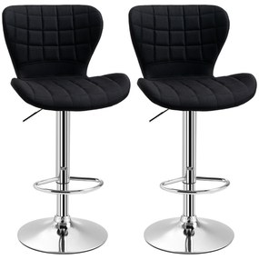 HOMCOM Set de 2 Taburete de Bar Design Contemporan Înălțime de șezut reglabilă 59-81 cm rotative 360° In Negru | Aosom Romania
