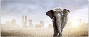Tablou - Elefanți în oraș (120x50 cm)