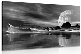 Tablou peisajul futurist în design alb-negru
