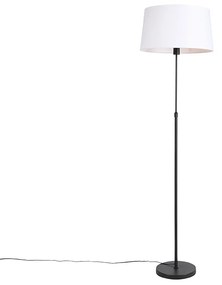 Lampă de podea neagră cu abajur din in alb 45 cm reglabil - Parte
