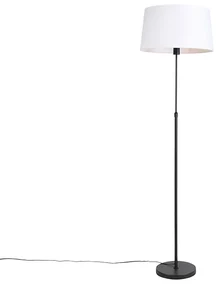 Lampă de podea neagră cu abajur din in alb 45 cm reglabil - Parte