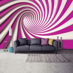 Fototapet - Tunelul alb și roz 3D (152,5x104 cm)
