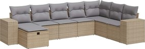vidaXL Set canapele de grădină, 8 piese, cu perne, bej, poliratan