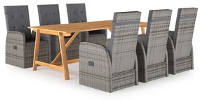 3068817 vidaXL Set mobilier pentru grădină, 7 piese, gri