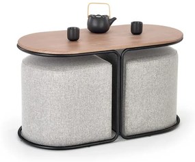 Set masuta cafea si 2 tabureti Pampa nuc/gri