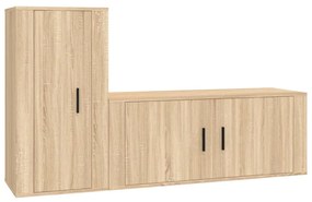 3188489 vidaXL Set dulap TV, 2 piese, stejar sonoma, lemn prelucrat