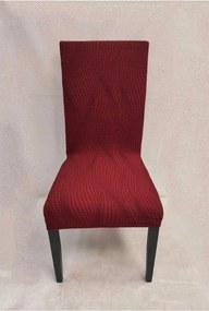 Set 6 huse elastice pentru scaune, model Jacquard, Bordo in dungi