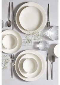 Set de masă 18 piese, porțelan, alb/argintiu