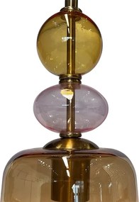 Lustră suspendată pe cablu TROPEA 1xE27/15W/230V negru/fumuriu bej/roz