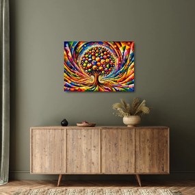 Tablou pe sticlă – Arbore colorat cu mere (70x50 cm)