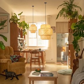 Lustră pe cablu Immax 08267L HILO 1xE27/40W/230V d. 38 cm bambus