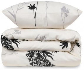 Set dormitor Eponj Home 143EPJ1451, 65% bumbac, 35% poliester, 4 bucăți, Husă 200x220 cm, Cearșaf 220x240 cm, față de pernă 50x70 cm, Bej/gri