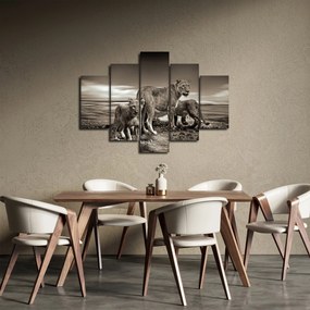 Tablou cu leii alb negri (150x105 cm)