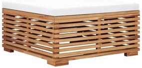 Set mobilier gradina cu perne crem, 9 piese, lemn masiv de tec Crem, 3x colt + 4x mijloc + 2x suport pentru picioare, 1
