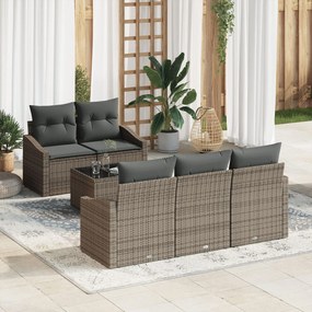 vidaXL Set de canapele cu 6 piese și perne Gri Ratan Poli