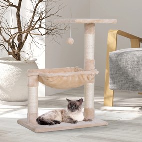 PawHut Turn pentru Pisici max 3.6kg, Copac pentru Zgariat pentru Pisici ca hamac si Minge Agatata din Lemn si Plus, 50x36x70cm, Bej | Aosom Romania