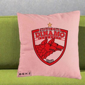 Perna Personalizata FC Dinamo Bucuresti 1948 Fotbal, 40x40 cm, Roz, Husa Detasabila, Perna Inclusa, BEKZ®