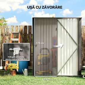 Outsunny Magazie Grădină Mare din Oțel cu Zăvor pentru Grădină, Negru | Aosom Romania