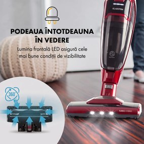 Klarstein TurboHybrid, aspirator de podea și aspirator de mână, roșu metalic