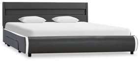 284982 vidaXL Cadru de pat cu LED, antracit, 160x200 cm, piele ecologică