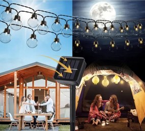 Ghirlandă solară decorativă cu 30 LED/8 funcții, 500 mAh, 10,6 m, IP67, alb cald