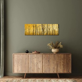 Tablou cu pădure în apus de soare (cu ceas) (90x30 cm)