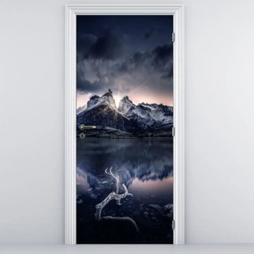 Fototapet pentru ușă - Lac cu munte (95x205cm)