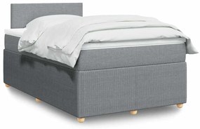 vidaXL Pat continental cu saltea, gri deschis, 120x200 cm, textil