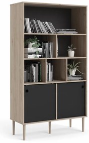 Biblioteca cu 2 usi glisante Culoare neagra, ELISEO