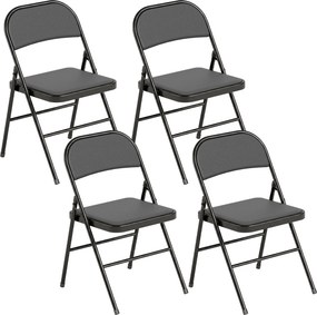 HOMCOM Set de 2 Scaune Pliabile Metalice, Tapițate cu Piele Ecologică PU, pentru Interior, cu Șezut Confortabil și Spătar Deschis | Aosom Romania