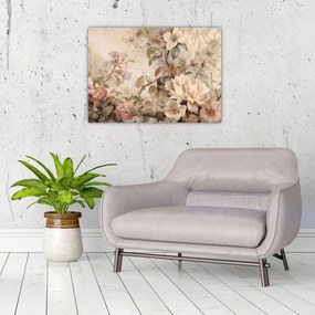 Tablou pe sticlă - Vintage pictura pasăre (70x50 cm)