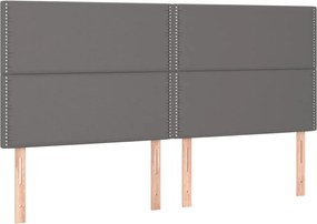 vidaXL Tăblie de pat gri 200x5x118/128 cm piele ecologică