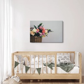 Tablou cu coș și flori (90x60 cm)