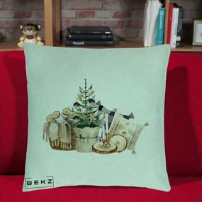 Perna Decorativa Colt Cozy de Craciun Boho, 40x40 cm, Verde Menta, Husa Detasabila, Perna Inclusa, BEKZ®