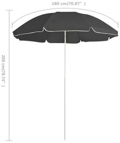 Umbrela de soare de exterior, stalp din otel, antracit, 180 cm Antracit