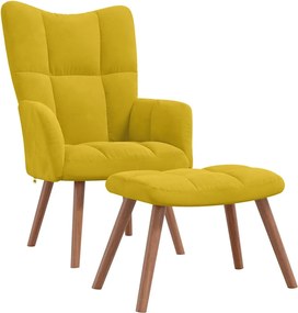 vidaXL Scaun de relaxare cu taburet, galben muștar, catifea
