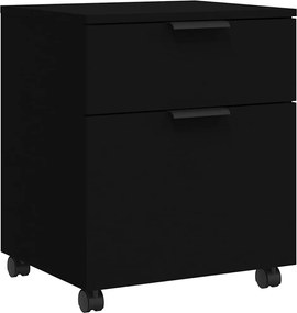 vidaXL Dulap dosare cu roți, negru, 45x38x54 cm, lemn prelucrat