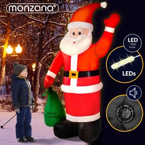 Monzana Moș Crăciun gonflabil cu iluminare, 180cm, roșu