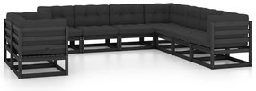 vidaXL Set mobilier grădină cu perne, 9 piese, lemn masiv de pin