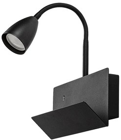Aplica de perete cu spot directionabil si port USB Tacito negru