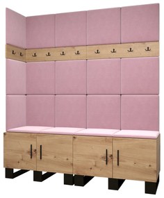 Set mobilier pentru hol Amanda 12 (Stejar artisan + roz). 1085957