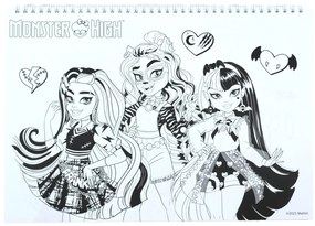 Monster High Crew Caiet de schițe spiralat A/4 cu 40 de pagini și autocolante