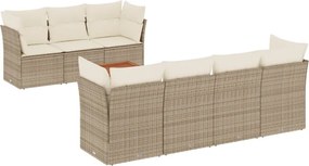 vidaXL Set canapele de grădină, 8 piese, cu perne, bej, poliratan