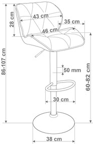 JAKS SCAUN DE BAR GRAPPO BLACK VELOUR BEJ