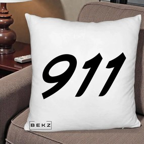 Perna Personalizata 911 Bold, 40x40 cm, Alb Pufos, Husa Detasabila, Perna Inclusa, BEKZ®