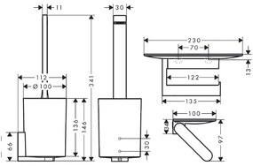 Set de portperie si suport hartie igienica, Hansgrohe, WallStoris, negru mat