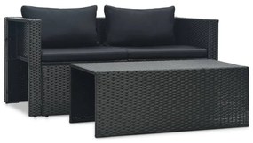 47809 vidaXL Set mobilier de grădină cu perne, 6 piese, negru, poliratan