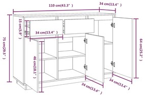 Servanta, 110x34x75 cm, lemn masiv de pin 1, Maro